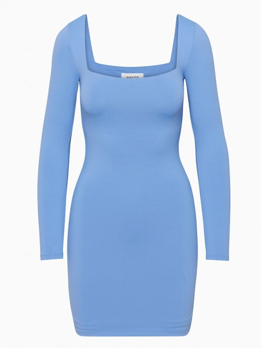 Aritzia Babaton Contour Squareneck Longsleeve Mini Dress Azurine Blue Size XS